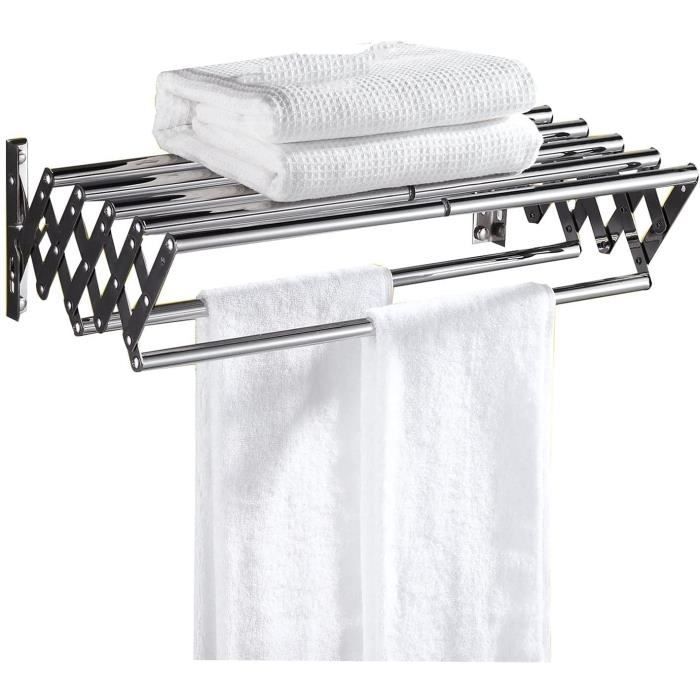 IDMarket Porte-Serviettes Sur Pied 3 Niveaux Dallas - Métal Blanc Design Industriel - 45x21x85 Cm