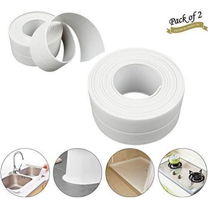 2 Rouleaux Bande D'Étanchéité, Bande de Calfeutrage Autocollante joint  Salle de bain, Imperméable Anti-moisissure Autoadhésif Ruban Caulk pour