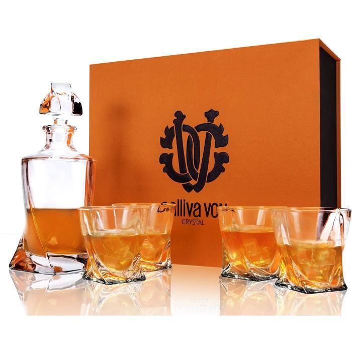 Set Carafe Et Verres à Whisky KANARS - Cristal Sans Plomb 800ml + 6x300ml | Cadeau élégant