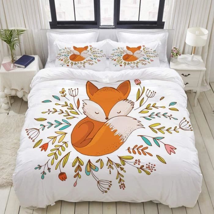 Housse de Couette 90x190 Enfant Champ de Fleurs 3D Motif Parure de Lit 1  Personne Housse de Couette Microfibre Linge de Lit avec Fermeture Eclair  avec 2 Taies d'oreiller 65x65cm : 