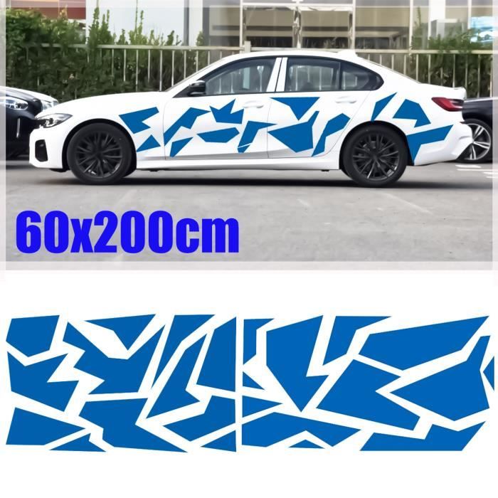 60cmx200cm Universal Autocollants de Carrosserie de Voiture Bleu -  Cdiscount Auto