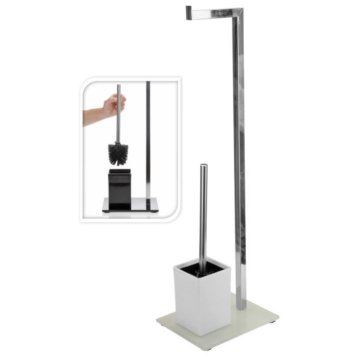 bremermann Brosse WC ronde en acier inoxydable avec support mural, porte-brosse WC, noir
