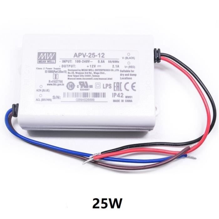 Alimentation à Découpage 220V Vers 12V/24V - 25W à 350W - Protection Surtension/Surcharge/Court-Circuit - Pour Bandes LED - 2