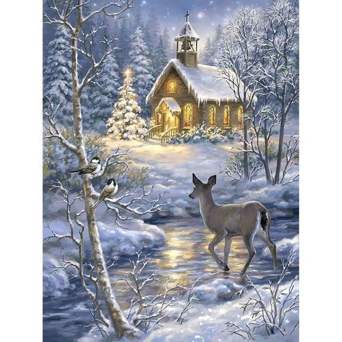 5D Diamond Painting Cerf Animal, Diy Broderie Diamant Painting Snowy
