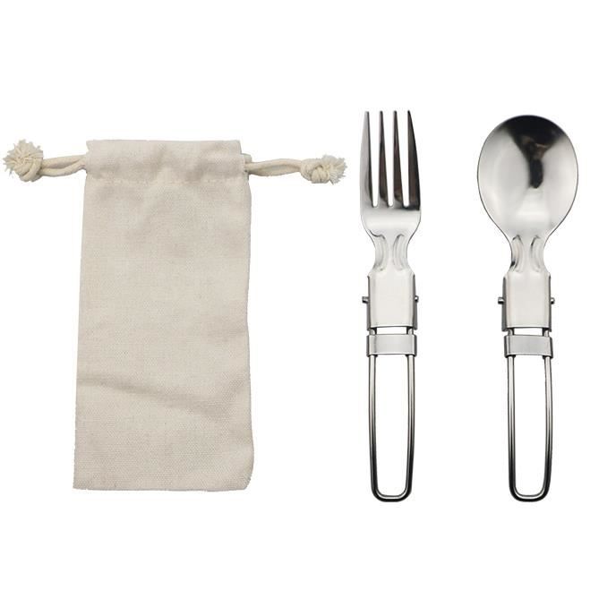 Set De 2 Couverts Pliants Acier Inoxydable - Cuillère Et Fourchette - Neuf