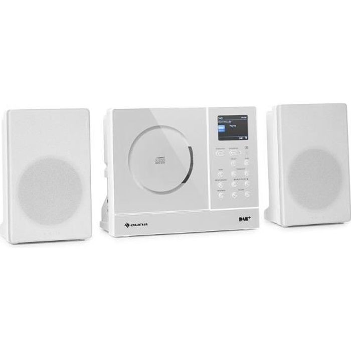 auna Connect Vertical Radio Internet multimédia , tuner DAB+ , lecteur CD compatible MP3 , port USB , entrée AUX - Blanc