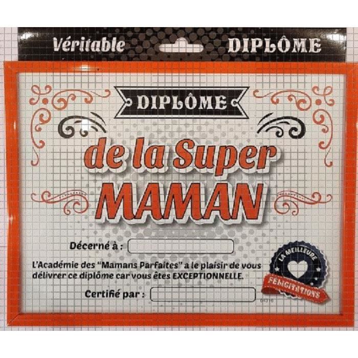 Cadre en verre avec pied 25x20 cm Diplomede la Super Maman Tonerre ...