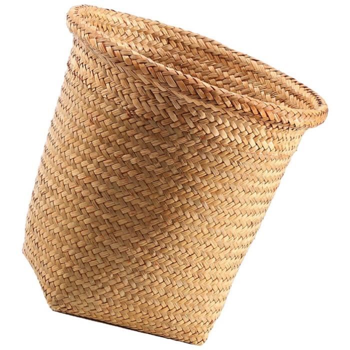 Corbeille à Papier Vintage En Rotin / Osier - Ancienne - Hauteur 31 Cm - Occasion Bon état