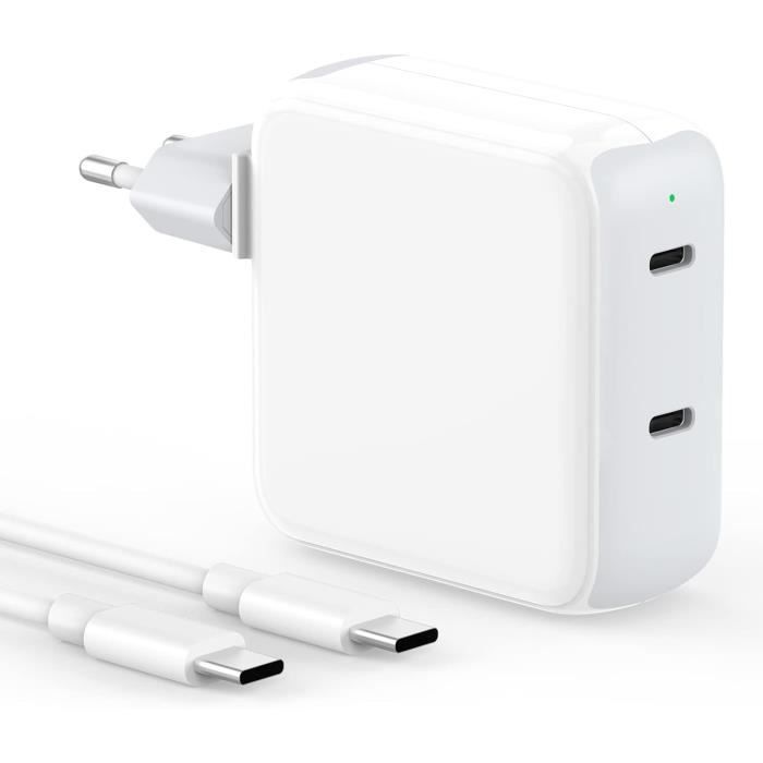 Chargeur 96W Pour MacBook Air / Pro M3 M4 - Compatible 2021 à 2025 - Avec Câble USB-C Tressé 2,2 M