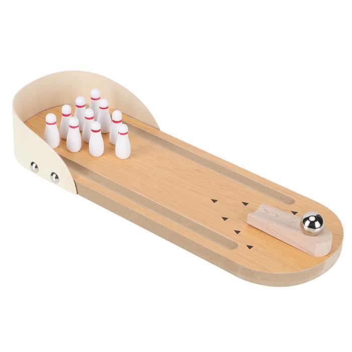 Bowling De Table Mini – Jeu De Quilles En Bois, 10 Quilles, Rampe, Boule Inox, Jeu De Bureau Ou Chambre, Tout âge