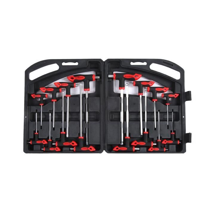 Jeu De 16 Clés Hexagonales Et Torx Avec Poignée En T - Acier CR-V, Tailles H2 à H10 Et T10 à T50, Boîte Incluse
