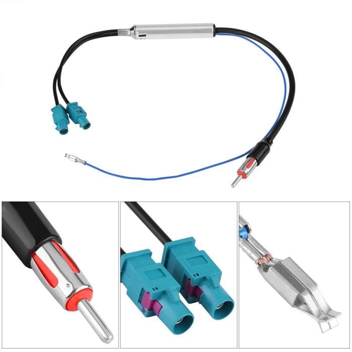 Adaptateur Antenne Double Fakra Vers DIN - Pour Remplacement Autoradio Volkswagen, Ford, BMW - Câble 30 Cm - 10
