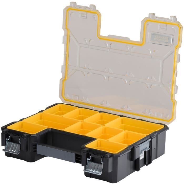STANLEY FATMAX Organiseur Étanche Profondeur 106 mm 1-97-518 - 10 Compartiments Amovibles - Larges Fermoirs Métalliques