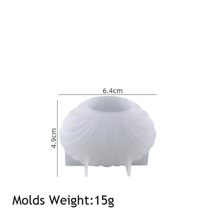 Moule à Bougie Coquillage 3D En Silicone - DIY Bougies, Résine, Savon - 12x6x9.5cm