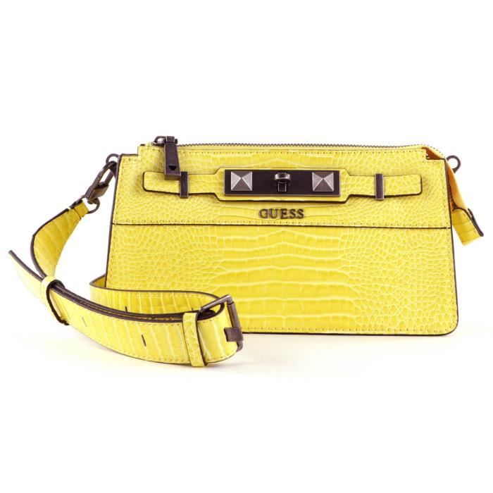 GUESS Raffie Mini Crossbody Top Zip Yellow [140778] sac à épaule