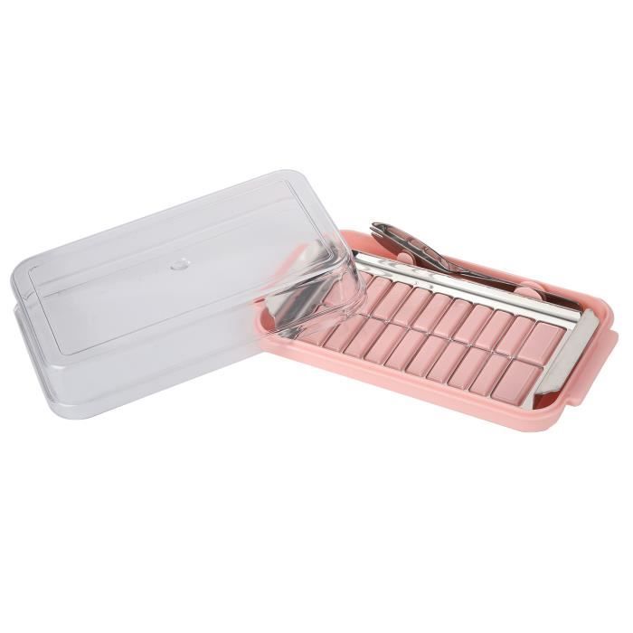 Beurrier En Acier Inoxydable Avec Couteau Et Emporte-pièce - Couvercle Transparent - Rangement Réfrigérateur - Dimensions 19x10,3x4 Cm