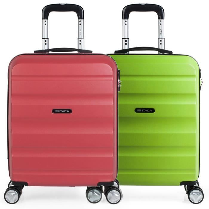 Lot 2 Valises Cabine 55X40x20 Avion Bagages Cabine Rigide T71650P Coral Pistache