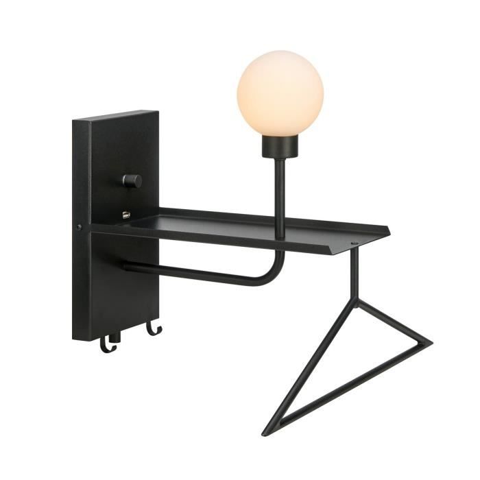 Applique Murale Chambre USB Dimmable CARSON Noire En M tal Cdiscount 