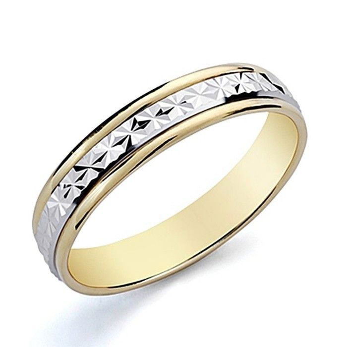 Alliance Gold 18K Bicolor Largeur 4 mm. Détails du centre Glose - Taille: 24