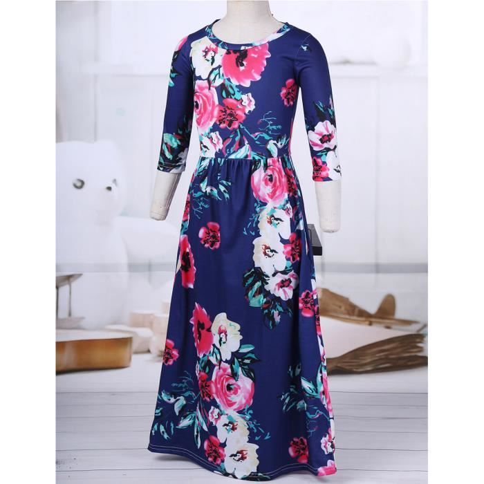 Robe D Ete Bebe Enfant Fille Manche Courte Manche Courte Col Rond Longue Dress Robe De Plage Bleu Marin Cdiscount Pret A Porter