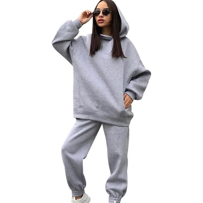 Ensemble Jogging Femme Tracksuit Women Set Loungewear Tenue Essemble  Jogging Femme Survtement Sport Femme Grande Taille Gris