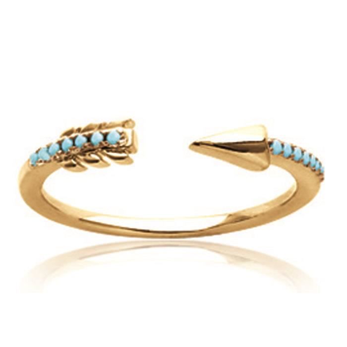 Bague Plaqué Or 'Navajos' turquoise doré - LES TRESORS DE LILY - 3 mm ...