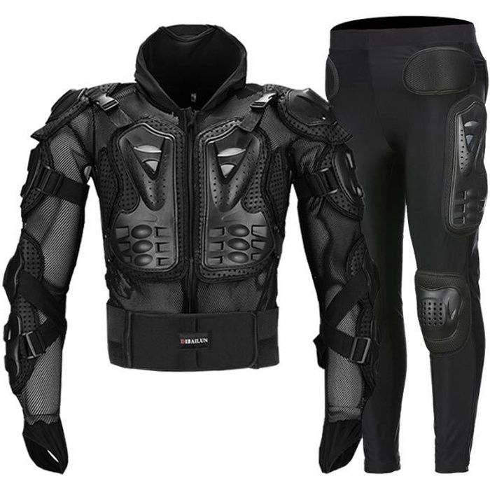 Combinaison de moto armure homme costume 2 pièces veste + pantalon ensemble  de vêtement protection complète du corps