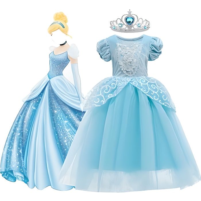 Robe de princesse Cendrillon pour filles - FINDPITAYA - Bleu - Disney  Princesses