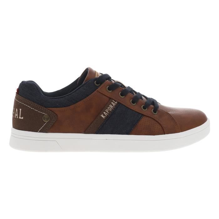 Basket Kaporal Darell Homme Cuir Marron et bleu marine Lacets Marron et bleu marine Cdiscount Chaussures