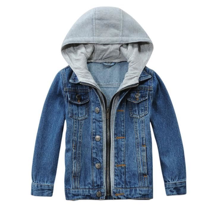 Veste en jean noir garcon deals