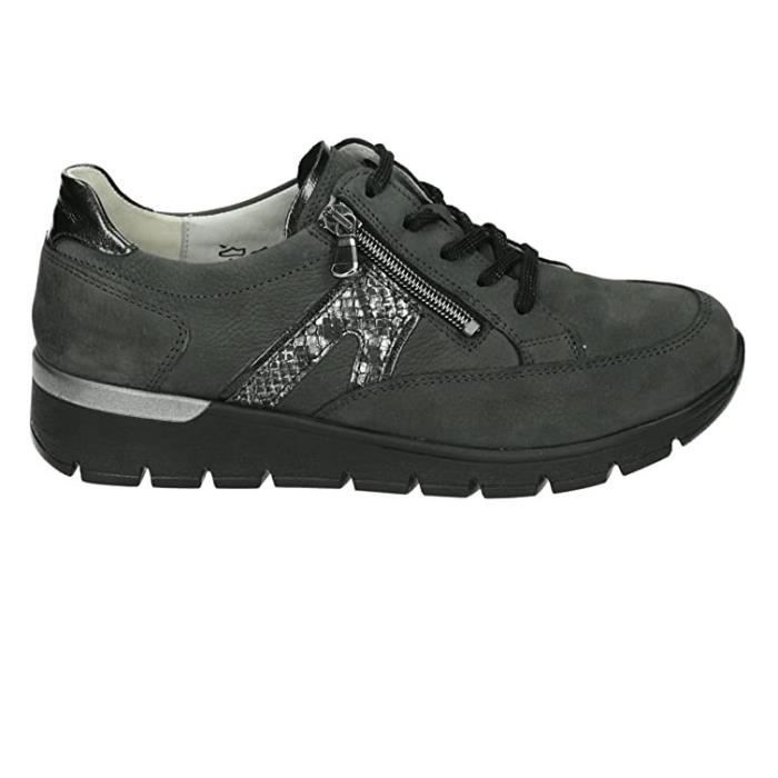 GENERIQUE Basket Sneakers Femme - WALDHAUER - Noir - Chaussant large K - Semelle intérieure amovible - Confort optimal