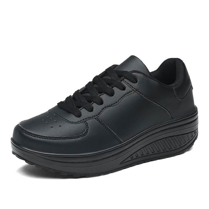 INSFITY Baskets Femme INSFITY - Sneakers Mi-saison Confortables - Noir - Lacets