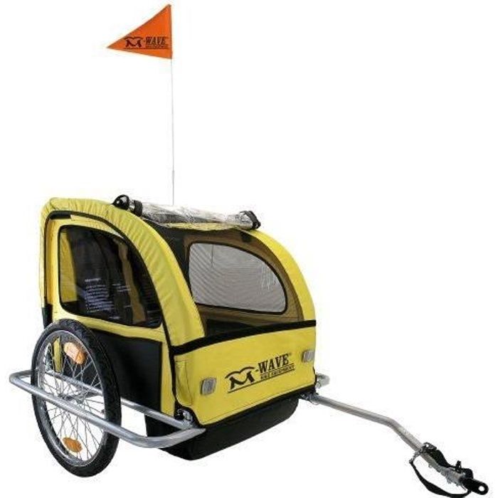 Remorque pour vélo enfants et bagages M-Wave ALUMINIUM enduit de poudre Argent