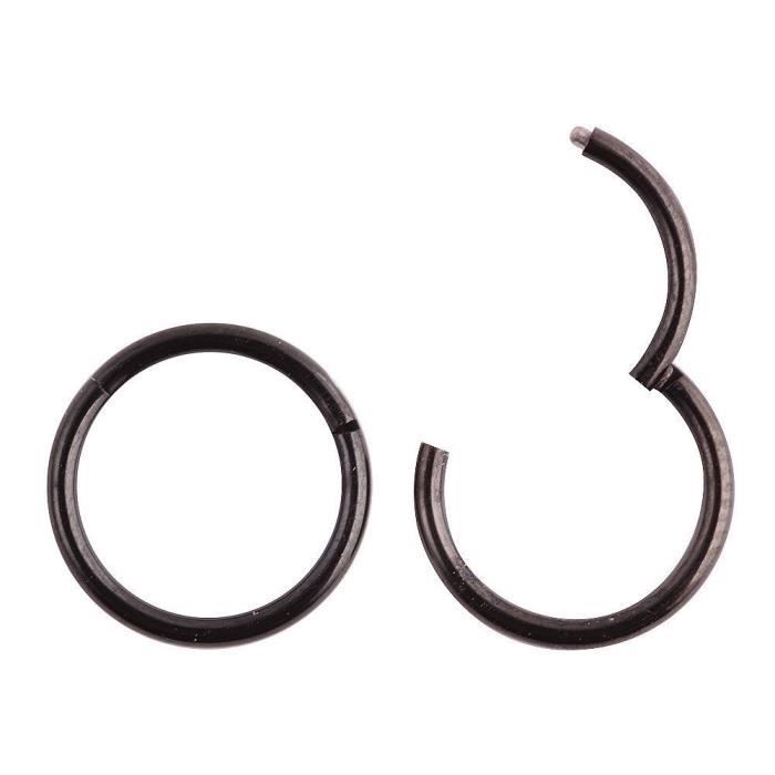 OHP piercing au nez - Anneau de titane anneau d'oreille - 1.2*6mm - Noir