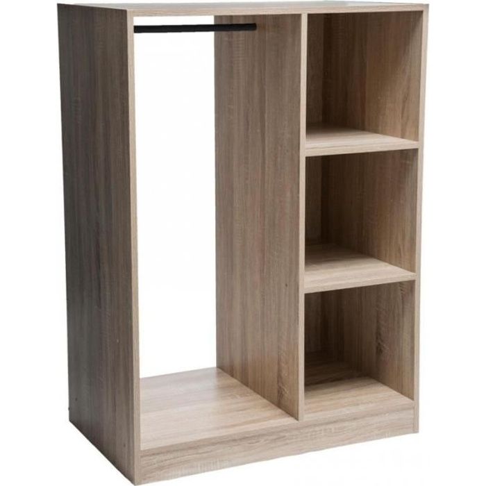 armoire penderie en bois - pegane - effet chêne naturel - dimensions 78x48x109 cm