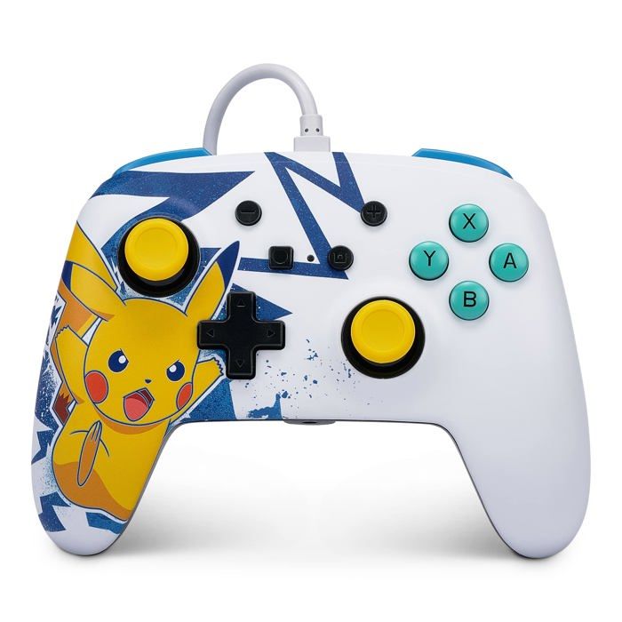 Manette filaire - PowerA - Nintendo Switch - Pikachu High Voltage - Blanc - Jaune