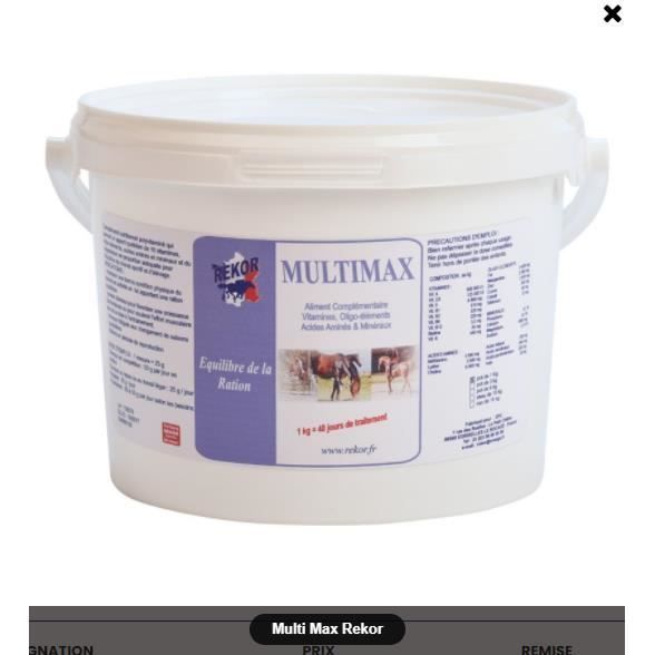 Comparer les prix de Multi Max REKOR 1 KG , CMV cheval