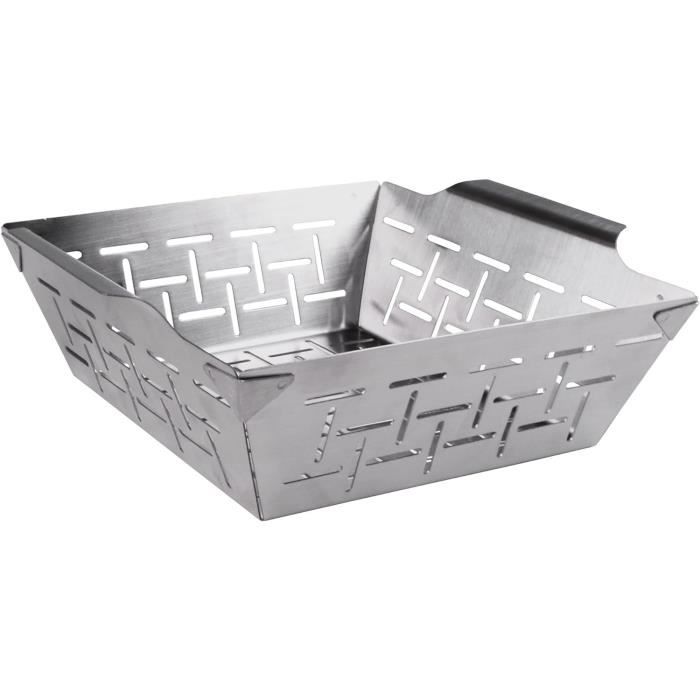 Panier à Grillades Acier Inoxydable - 42x28x10,5cm - Pour Barbecue, Poisson, Fruits De Mer