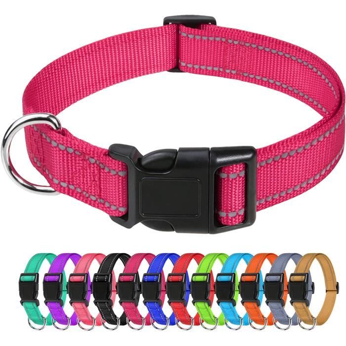 Comparer les prix de TagME Collier pour Chien, Collier en Nylon Réfléchissant Réglable Classique Convient pour Chiot et Chat, Rose Vif, 1.0cm Largeur216