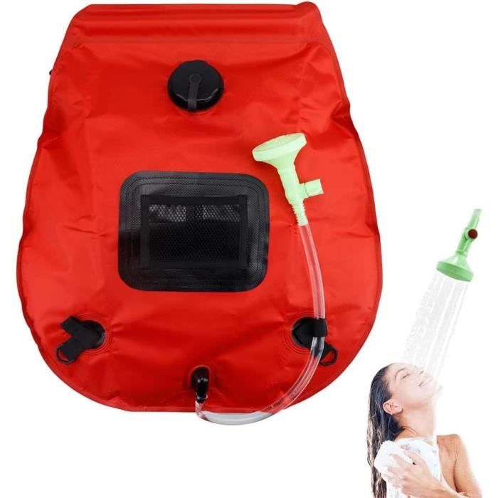 Douche Solaire Portable 20L Pour Camping - Sac PVC Noir Avec Pommeau, Chauffage Solaire, Pour Extérieur