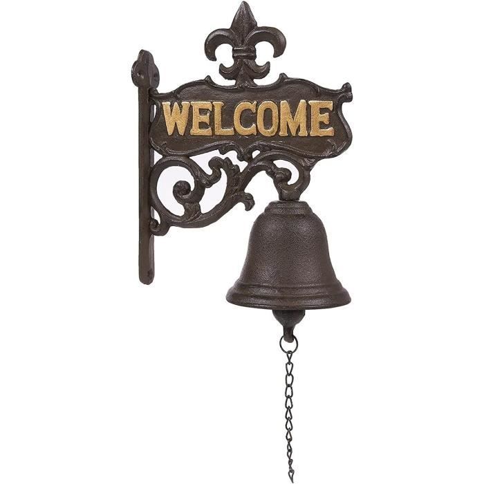Sonnette d'entrée en fonte « Welcome » - Sonnette antique pour ...