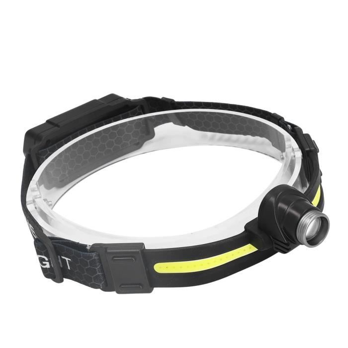 Lampe frontale LED COB à induction à faisceau large, avec lumière latérale, marche/arrêt