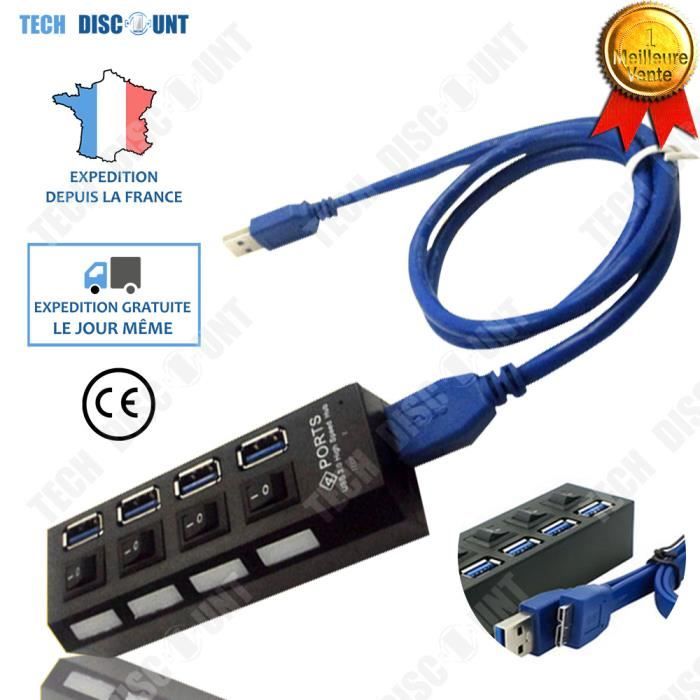 TD® Hub USB alimenté Câble 4 ports concentrateur adaptateur commutateur l' alimentation chargement économie pratique connexion énergi - Cdiscount  Informatique