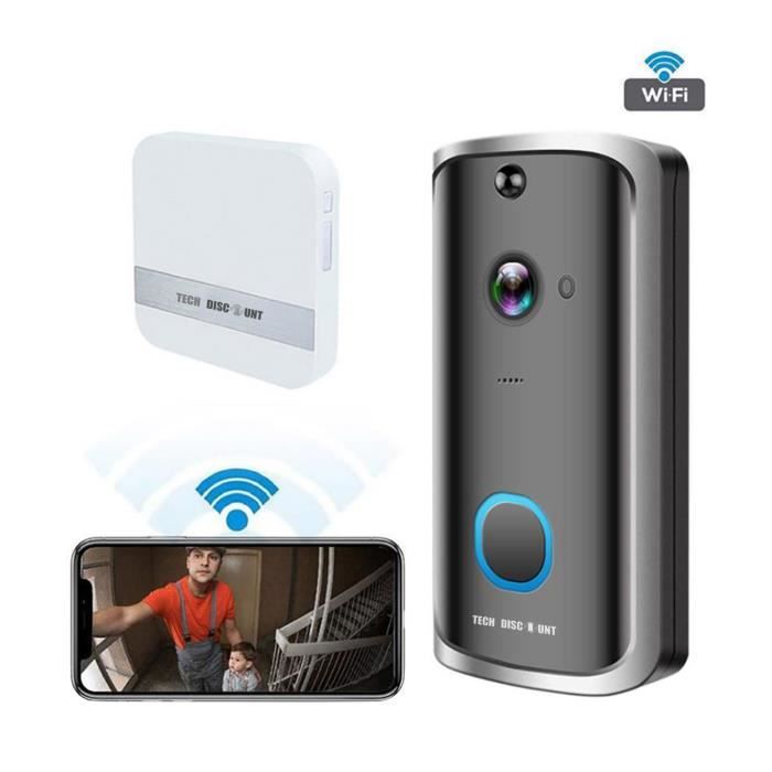 Smart Wireless Video Doorbell Support Téléphone Portable Télécommande pour Bureau Maison Taille unique BHAIR5 Sonnette visuelle HD 720P Pas de zéro blanc 