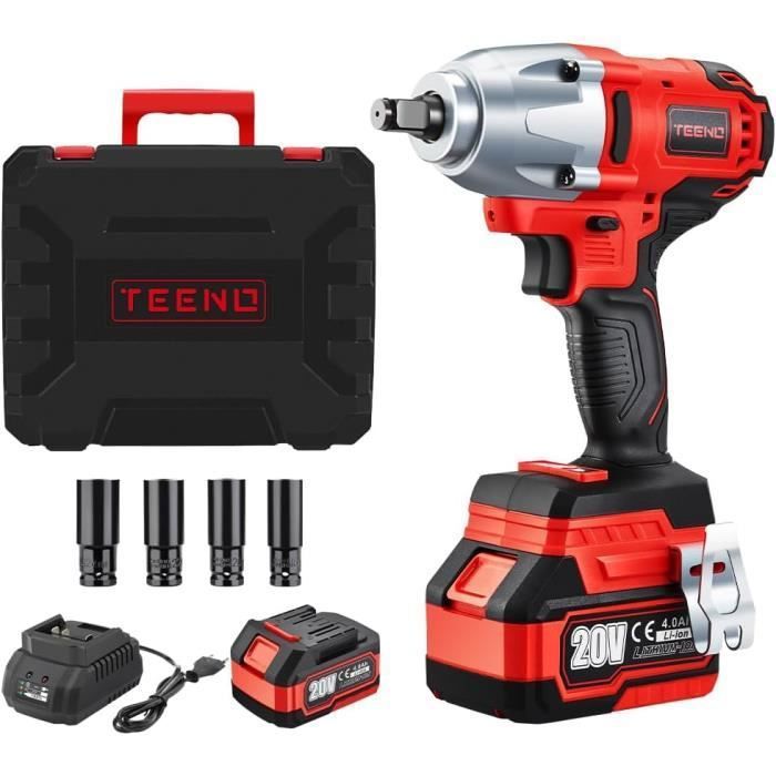 TEENO Clé à Chocs Sans Fil Brushless 320Nm ,2 Batterie 3.0Ah, Commande