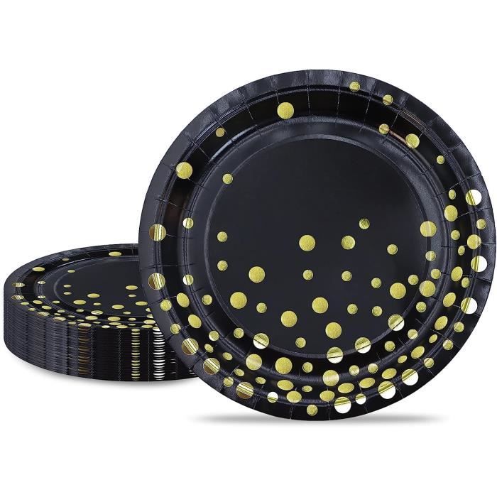 10 Assiettes En Carton Paillettes Or 23cm - Pour Fêtes (Noël, Nouvel An, Thanksgiving)