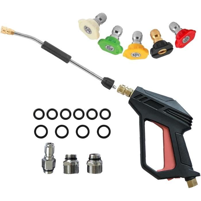 Barres Extension Nettoyeur Haute Pression QWORK 4000PSI - 6 Embouts Buses + Anneaux Caoutchouc + Raccord Rapide