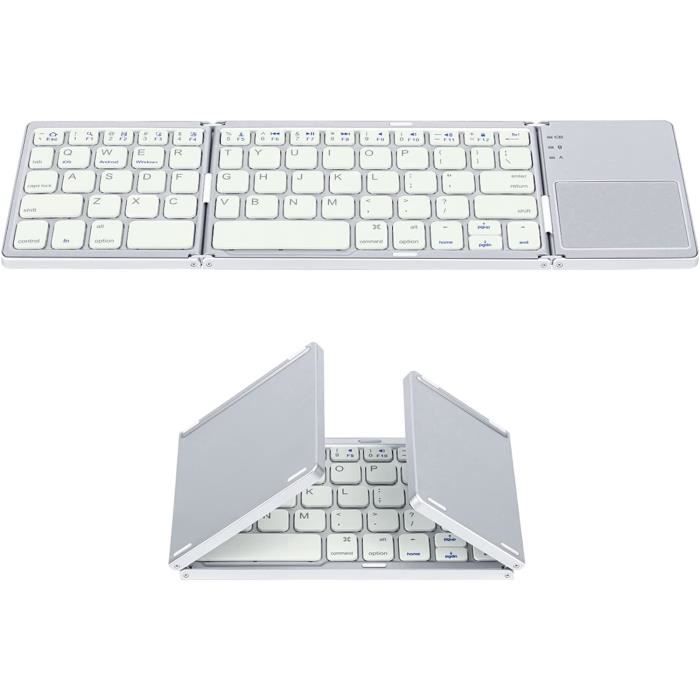 Clavier Sans Fil Pliable AZERTY Avec Pavé Numérique - Rechargeable, Ultra-Portable Pour PC, Tablette, IPad