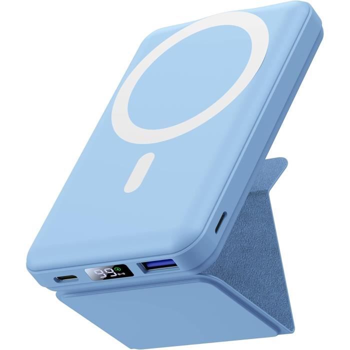 Geïntegreerde USB-C Kabel MANKIW MagSafe Powerbank 10000mAh - Draadloze Magnetische Oplader 22,5W Met Standaard Voor IPhone 16/15/14/13/12 Compatibel IPhone 16 15 14
