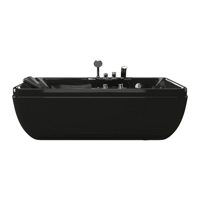 Baignoire balnéo - 150 x 75 x 545 cm - Noire - Angle droit - 1 place - 140L - GAVINO